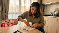 This 10-minute DAISO Singapore hack turns a simple net pouch into a tidy tissue case—with a hidden mirror