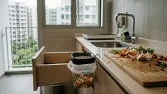 Don’t toss that 2L bottle: a quick drawer-edge scrap bin that keeps your counter clear